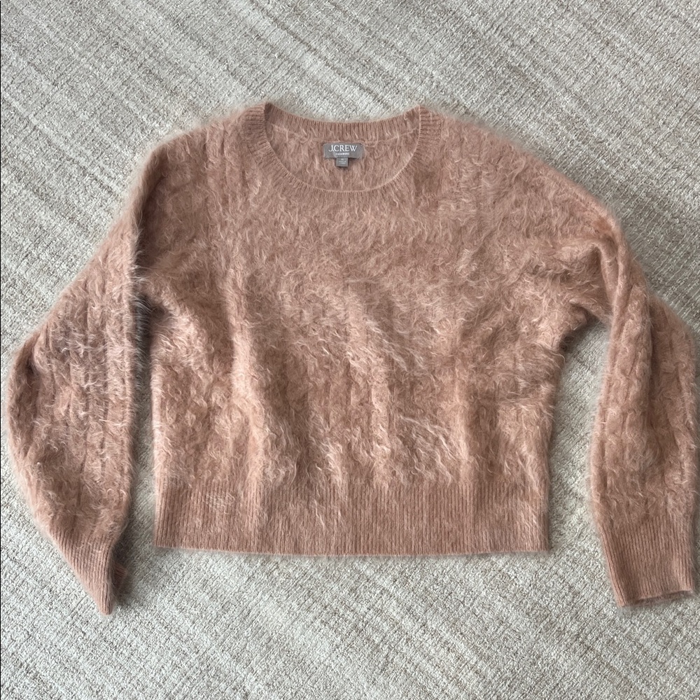 J. Crew Women's Cashmere Pinky-Brown Cable Knit Sweater.  Size XL